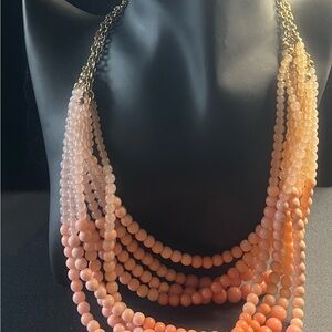 Elegant Multi-Strand Beaded Necklace - Pink faux pearls